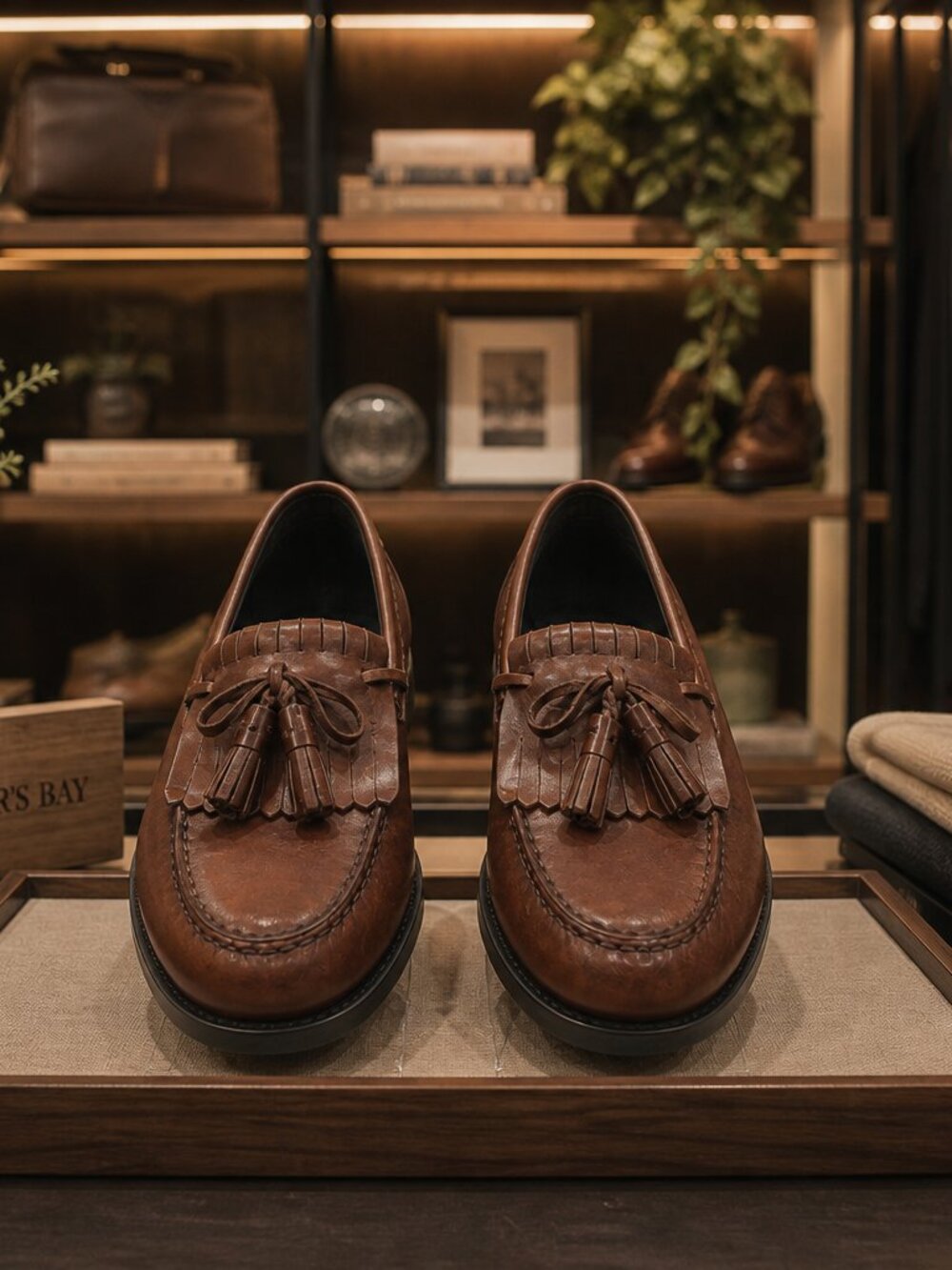 Hunter’s Bay Classic Brown Leather Tassel Loafers – Men’s Size 9  Good Condition